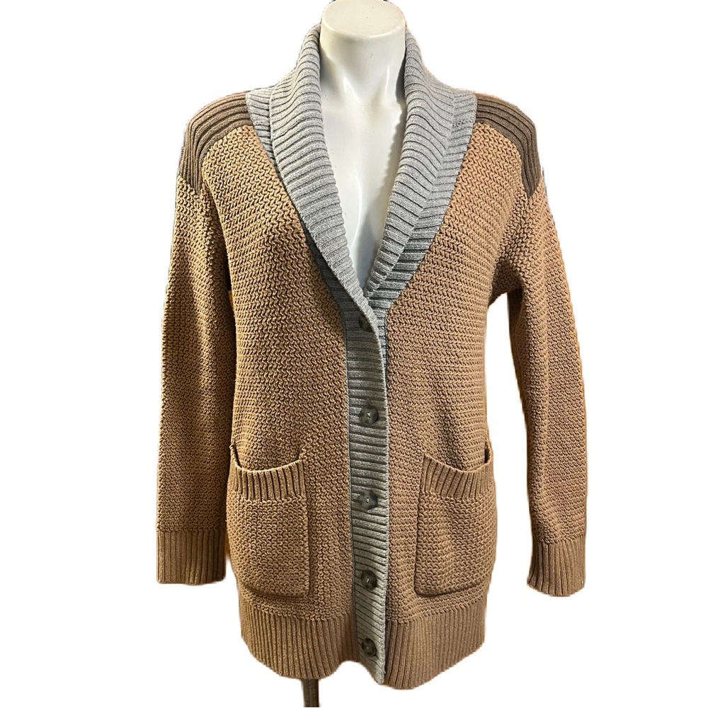 Pendleton Womens V-Neck Oversized Cardigan Sweater Colorblock cotton/wool MP